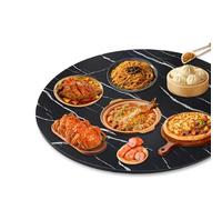 HOUKOIKBUG Plateau De Service Rotatif En Bois Lazy Susan De 70cm Pour Table À Manger, Plateau Tournant Silencieux 360° Rotation Pas Facile À Incliner(Marble black,70cm/28in)