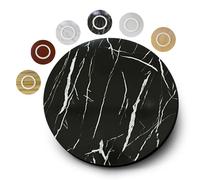 HOUKOIKBUG Plateau Tournant En Bois Table À Manger Plateau De Service 80 90 100 Cm Assiette De Service Rotative Ronde Pour Table À Manger De Cuisine, Rotatif À 360°(Marble black,90cm/36in)