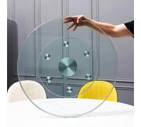 HOUKOIKBUG Plateau Tournant En Verre Lazy Susan 60 70 80cm Plateau Rotatif Pour Table À Manger Plateau Tournant Rond Transparent 360° Rotation Silencieuse(80cm/32in)