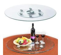 HOUKOIKBUG Plateau Tournant En Verre Lazy Susan Pour Table À Manger 60 70 80 90 100cm Rond Transparent Assiette De Service Pour Restaurant Banquet(100cm/40in)