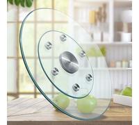 HOUKOIKBUG Plateau Tournant En Verre Trempé 60 70 80 90 100cm Assiette De Service Pour Table À Manger, Assiette De Service Silencieux 360° Rotation(70cm/28in)