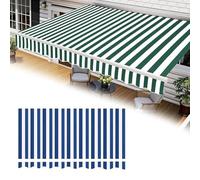 HOUKOIKBUG Toile De Rechange pour Store Banne Et Auvent De Terrasse 3.6x3m Tissu Polyester Anti-UV Et Imperméable avec Volants, pour Balcon Jardin(Blue-White,16x10ft/5x3m)