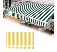 HOUKOIKBUG Toile De Rechange pour Store Banne Et Auvent De Terrasse 3.6x3m Tissu Polyester Anti-UV Et Imperméable avec Volants, pour Balcon Jardin(Yellow-White,12x10ft/3.6x3m)