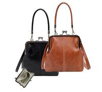 HOUKUNKA Borsa vintage in stile britannico, mini borsa a tracolla da donna con chiusura a baffetta, borsa in pelle PU (Mix)