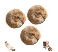 HOUKUNKA Jouet pour Chat en Boule de Fourrure de Lapin, Pompon d'herbe à Chat Doux et Moelleux pour chasser, Coups de Pied de Lapin - Jouet interactif Durable et Lavable pour l'exercice (3PCS)