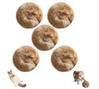 HOUKUNKA Jouet pour Chat en Boule de Fourrure de Lapin, Pompon d'herbe à Chat Doux et Moelleux pour chasser, Coups de Pied de Lapin - Jouet interactif Durable et Lavable pour l'exercice (5PCS)