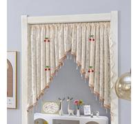 HOUKUNKA Rideau de Porte Court en Dentelle avec Pompons, 2 Panneaux (A02)