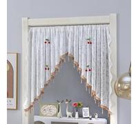 HOUKUNKA Rideau de Porte Court en Dentelle avec Pompons, 2 Panneaux (A03)