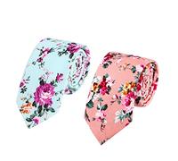 HOULIFE Cravate fine en coton pour homme - Cravate fine pour homme - 6 cm - Pour un usage quotidien - Pour mariage, fête, 1/2 pièces, Bleu ciel et rose mélangé, 145x6cm