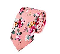HOULIFE Cravates florales pour homme - Cravate fine en coton pour homme - Cravate fine pour homme - Pour fête de mariage, usage quotidien, rose, /