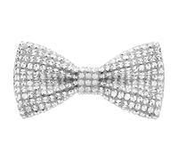 HOULIFE Cravates pour hommes avec strass - Cravates en diamant pré-liées - Cravates à paillettes - Cravates à cristaux ajustables pour mariage, fête, banquet, Blanc 1, M