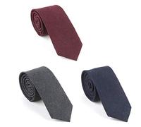 HOULIFE Cravates pour hommes, cravates fines en coton à rayures pour hommes, cravates fines pour hommes pour fête de mariage, Bleu + gris + rouge, Small