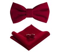 HOULIFE Ensemble de nœud papillon pour homme - Nœud papillon réglable en velours pré-noué, mouchoir uni, ensemble de boutons de manchette pour marié, mariage, tenue formelle avec boîte cadeau