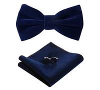 HOULIFE Ensemble nœud papillon pour homme nœud papillon pré-noué en velours réglable pochette de couleur unie boutons de manchette pour mariage soirée formelle avec coffret cadeau