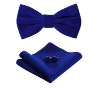 HOULIFE Ensemble nœud papillon pour homme nœud papillon pré-noué en velours réglable pochette de couleur unie boutons de manchette pour mariage soirée formelle avec coffret cadeau