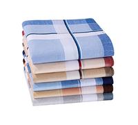 HOULIFE Homme Mouchoir en 100% Coton Doux avec Classique Carreaux pour Mariage Soirée Business Lot de 6 Pièces, 40x40cm/15.75x15.75’’