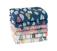 HOULIFE Mouchoirs à carreaux en plumes en pure coton 60S pour femmes Impression colorée mouchoirs en tissu pour filles, enfants, étudiants, usage quotidien, 34x34cm, mélangé, 34x34cm/13x13”