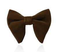 HOULIFE Nœud papillon pour homme - Réglable - En velours - Pré-noué - Couleur unie - Avec grands nœuds papillon - Pour marié, mariage formel - Avec boîte cadeau, café, 12x10cm