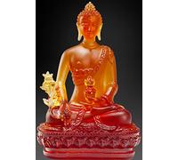 Houlu Statuette de Bouddha de médecine tibétaine, 10,5 cm, en Cristal de Liuli - Figurine de Bouddha de guérison pour la santé (Marron)