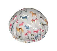 Hound Dog. Grand bonnet de douche imprimé, bonnet de cheveux à bande élastique, double couche imperméable, pour femmes, hommes, enfants
