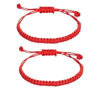 Houolsator Bracelet tressé Bracelet Réglable réglable Boupe bouddhiste Boupe 2PCS Rouge