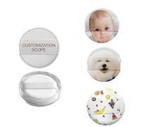 Houppette à poudre personnalisée imprimée en 3D avec motif photo HD à double usage humide et sec, hypoallergénique et lavable