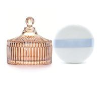 Houppette à poudre ultra douce en velours haute densité lavable et réutilisable - Houppette à poudre pour le corps et support de bocal en verre avec houppette pour le maquillage du visage - 8,4 cm