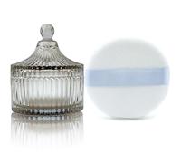 Houppette à poudre ultra douce et conteneur en velours haute densité lavable et réutilisable - Houppette à poudre pour le corps et le maquillage du visage - 8,4 cm - Fauve