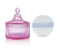 Houppette à poudre ultra douce et conteneur en velours haute densité lavable et réutilisable - Houppette à poudre pour le corps et support de bocal en verre avec houppette pour maquillage du visage