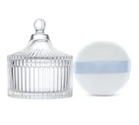 Houppette à poudre ultra douce et conteneur en velours haute densité lavable et réutilisable - Houppette à poudre pour le corps et le maquillage du visage - 8,4 cm (transparent)