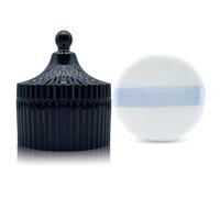 Houppette à poudre ultra douce et conteneur en velours haute densité lavable et réutilisable - Houppette à poudre pour le corps et le maquillage du visage - 8,4 cm - Noir