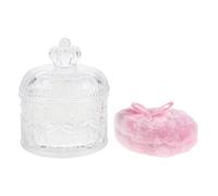 Houppette de Maquillage 3, 34 Pouces en Fibre Pot en Verre Rose | Poudre Compacte, Retouches du Visage, Lot 1 Set, Lavable et Réutilisable