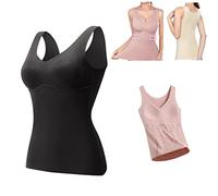 Hourglass Sculpting Self Heating Vest,Women's 2-in-1 Built-in Bra Thermal Underwear,High Stretch Warm Seamless and Traceless Base Layer Tank Top for Women,Comfortable and Breathable (XL, Black)