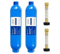 Hourleey Lot de 2 filtres à eau en ligne avec 2 protecteurs de tuyau flexibles, réduisent le mauvais goût, les odeurs, la rouille, le fluor, le chlore et les sédiments dans l'eau potable, dédiés aux