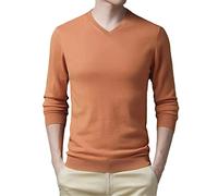 HOURVNEI Pull en laine cachemire à manches longues pour homme Couleur unie, Orange, XXXL
