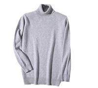 HOURVNEI Pull tricoté super chaud en cachemire à col roulé pour homme - Automne et hiver, gris clair, S