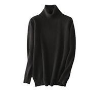 HOURVNEI Pull tricoté super chaud en cachemire à col roulé pour homme - Automne et hiver, Noir , XXL