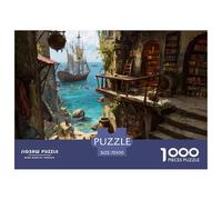 House 1000 Piece Educational Jigsaw Charming Street View Town Puzzle, Ideal Gift for Children Adults, British Family Interactive & Stress Relief Toy 70x50cm/1000pcs