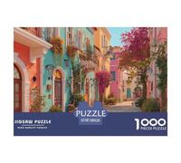 House 1000 Pieces Educational Jigsaw Charming Street View Town Puzzle, Fun Brain Game for Kids & Adults, Family Indoor Bonding Toy 38x26cm/1000pcs