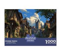 House 1000 Pieces Fun Gift Jigsaw Charming Street View Town Puzzle, Educational Toy for Children Adults, British Brain Training & Family Leisure 38x26cm/1000pcs