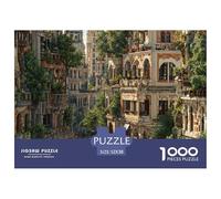 House 1000 Pieces Jigsaw Charming Street View Town Puzzle for Adults and Children, Educational Brain Training Game, Family Bonding Indoor Activity 52x38cm/1000pcs