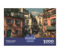 House All-Age 1000 Pieces Jigsaw Charming Street View Town Puzzle, Brain Teaser for Adults and Children, Fun Educational Indoor Activity 70x50cm/1000pcs