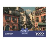 House All-Age 1000 Pieces Jigsaw Charming Street View Town Puzzle, Brain Teaser for Adults and Children, Fun Educational Indoor Activity 52x38cm/1000pcs