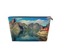 House by The Lake Trousse de maquillage de voyage multifonction avec fermeture éclair pour femmes et filles Doré, doré, Taille unique