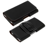 Housse ceinture Smartphone - AVIZAR - Universel - Cuir noir - Compatible jusqu'à 147x78mm - Passant + clip