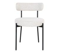 House Chaise de salle à manger Nordic Badalona - tissu bouclé, blanc, pieds noirs, HN1270