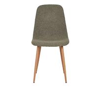 House Chaise de salle à manger Nordic, tissu bouclé, vert foncé, pieds aspect bois, HN1236