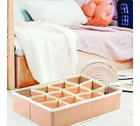 HOUSE COLLECTION Boîte à compartiments 32 x 22 x 9 cm, 12 compartiments, pliable pour tiroirs, organisateurs de sous-vêtements, boîtes de rangement pour chaussettes, soutien-gorge, moutarde
