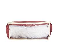 House Collection Boîte Box en TNT, housse avec fenêtre en PVC, 100 x 50 x 15 cm, enveloppe gain de place, couvertures, vêtements pliables, fermeture éclair, rouge