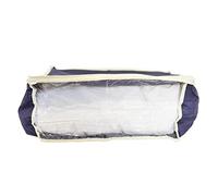 House Collection Boîte Box en TNT, housse avec fenêtre en PVC, 100 x 50 x 15 cm, enveloppe gain de place, couvertures, vêtements pliables, fermeture éclair, bleu